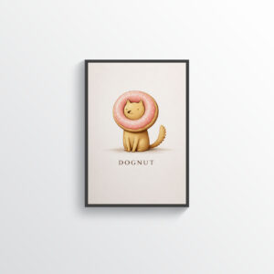 Dognut Wall Art Print – Cute Dog Illustration with Donut Collar