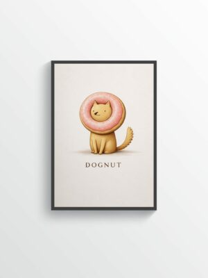 Dognut Wall Art Print – Cute Dog Illustration with Donut Collar