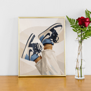 Blue Sneakers Illustration Wall Art – Modern Urban Fashion Print