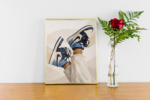 Blue Sneakers Illustration Wall Art – Modern Urban Fashion Print