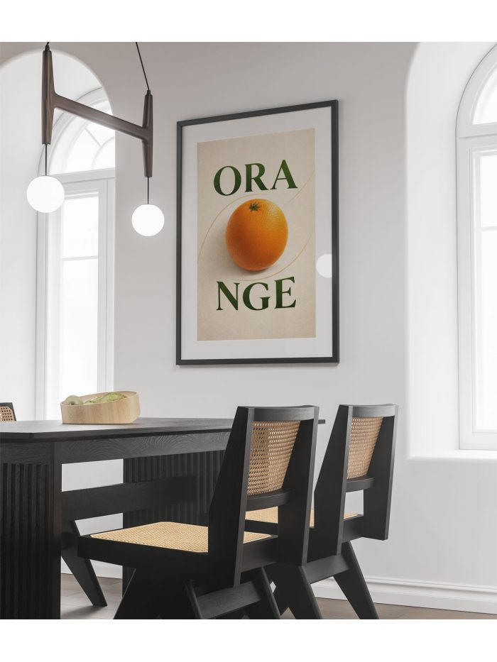 Orange Typography Wall Art Print – Minimal Kitchen Decor