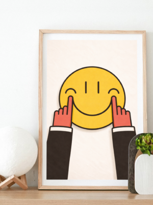 Passive Aggressive Smile Wall Art Print | Minimalist Dark Humor Illustration