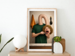 Surreal Morning Routine Wall Art Print – Absurd Conceptual Bathroom Illustration