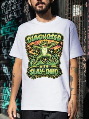 Diagnosed With Slay-DHD Frog Premium Cotton T-Shirt | Soft Unisex Graphic Tee