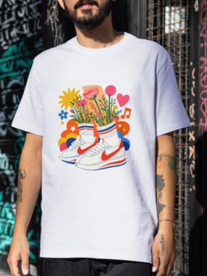 Floral Sneakers – Street Style Bloom Design Unisex T-Shirt (100% Cotton) – Premium Graphic Tee