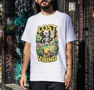 Lost But Vibing Premium Cotton T-Shirt | Soft Unisex Graphic Tee Streetwear