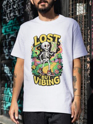 Lost But Vibing Premium Cotton T-Shirt | Soft Unisex Graphic Tee Streetwear