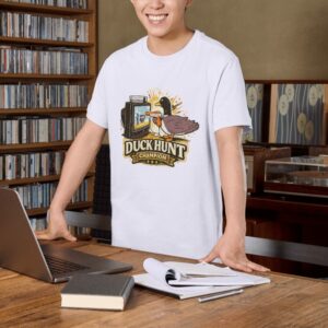 Duck Hunt Champion Retro Gamer Premium Cotton T-Shirt | Soft Unisex Graphic Tee