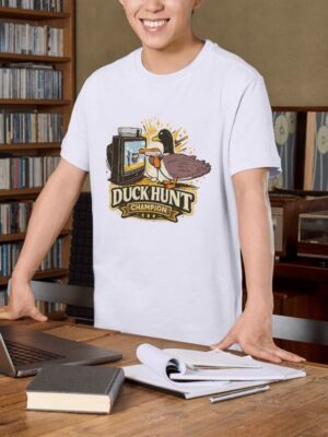 Duck Hunt Champion Retro Gamer Premium Cotton T-Shirt | Soft Unisex Graphic Tee