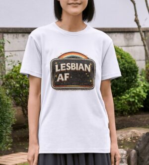 Lesbian AF Retro Pride Premium Cotton T-Shirt | Soft Unisex Graphic Tee
