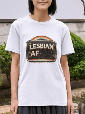 Lesbian AF Retro Pride Premium Cotton T-Shirt | Soft Unisex Graphic Tee