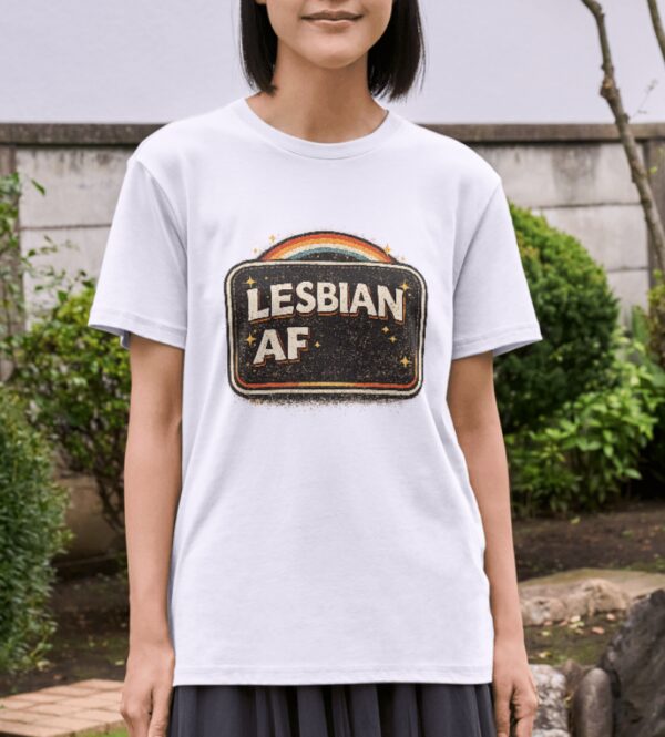 Lesbian AF Retro Pride Premium Cotton T-Shirt | Soft Unisex Graphic Tee