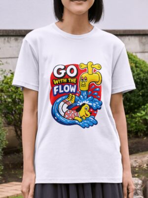 Go With the Flow Dog – Chill Funny Water Design Unisex T-Shirt (100% Cotton) – Premium Graphic Tee