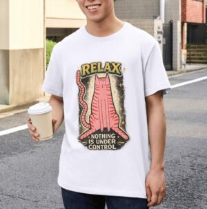 Relax Nothing Is Under Control Cat Premium Cotton T-Shirt | Soft Unisex Graphic Tee