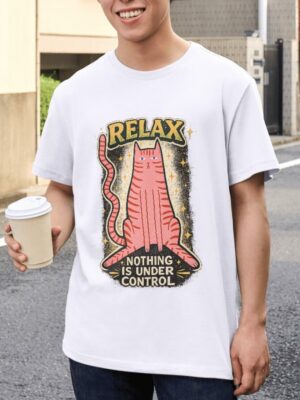 Relax Nothing Is Under Control Cat Premium Cotton T-Shirt | Soft Unisex Graphic Tee