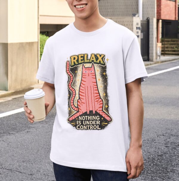 Relax Nothing Is Under Control Cat Premium Cotton T-Shirt | Soft Unisex Graphic Tee