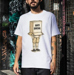 Anti Social Cardboard Box Vintage Premium Cotton T-Shirt | Soft Unisex Graphic Tee