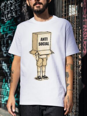 Anti Social Cardboard Box Vintage Premium Cotton T-Shirt | Soft Unisex Graphic Tee