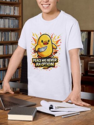 Peace Was Never an Option Angry Chick Premium Cotton T-Shirt | Soft Unisex Graphic Tee