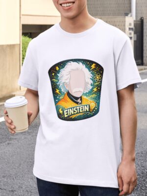 Einstein Genius – Lightning & Atom Science Unisex T-Shirt (100% Cotton) – Premium Graphic Tee