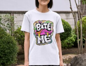 Bite Me Pop Art Premium Cotton T-Shirt | Soft Unisex Graphic Tee Streetwear
