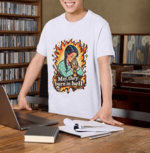 May They Burn in Hell Gothic Prayer Premium Cotton T-Shirt | Soft Unisex Graphic Tee