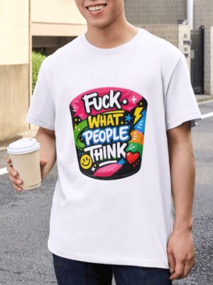 Fuck What People Think – Bold Color Pop Quote Unisex T-Shirt (100% Cotton) – Premium Graphic Tee