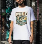 MILF Man I Love Fishing Retro Angler Premium Cotton T-Shirt | Soft Unisex Graphic Tee