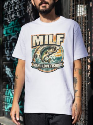 MILF Man I Love Fishing Retro Angler Premium Cotton T-Shirt | Soft Unisex Graphic Tee