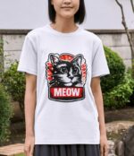 MEOW Cat – Bold Black & Red Graphic for Cat Lovers Unisex T-Shirt (100% Cotton) – Premium Graphic Tee