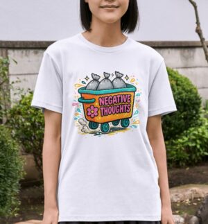 Negative Thoughts Trash Cartoon Premium Cotton T-Shirt | Soft Unisex Graphic Tee