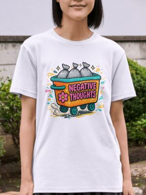 Negative Thoughts Trash Cartoon Premium Cotton T-Shirt | Soft Unisex Graphic Tee