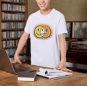 Dual Mood Smile Sun Premium Cotton T-Shirt | Soft Unisex Graphic Tee Streetwear