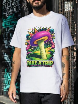 Take A Trip Psychedelic Mushroom Premium Cotton T-Shirt | Soft Unisex Graphic Tee