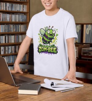 Zom‑Bee Funny Horror – Cute Zombie Bee Design Unisex T-Shirt (100% Cotton)