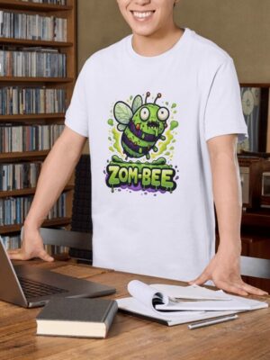 Zom‑Bee Funny Horror – Cute Zombie Bee Design Unisex T-Shirt (100% Cotton)