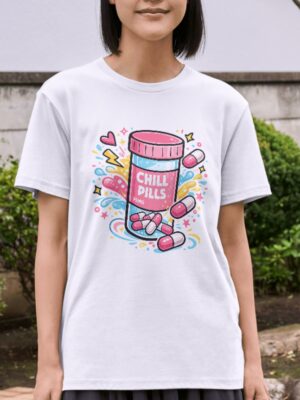 Chill Pills 25MG Cute Sarcastic Coffee Premium Cotton T-Shirt | Soft Unisex Graphic Tee