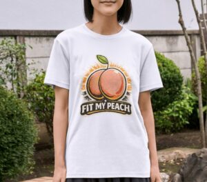 Fit My Peach Retro Fruit Humor Premium Cotton T-Shirt | Soft Unisex Graphic Tee