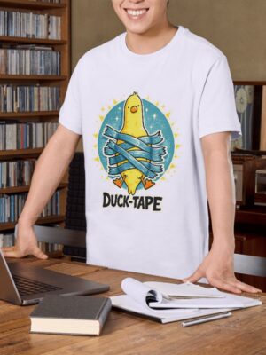 Duck-Tape Funny Silenced Duck Humor Premium Cotton T-Shirt | Soft Unisex Graphic Tee