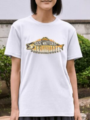 Size Matters Fishing Ruler Bass Premium Cotton T-Shirt | Soft Unisex Graphic Tee
