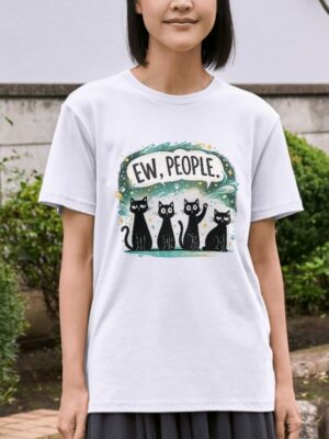 Ew, People Cat – Introvert Humor Unisex T-Shirt (100% Cotton)