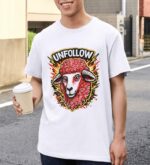 Unfollow Rebel Sheep Graphic Premium Cotton T-Shirt | Soft Unisex Graphic Tee