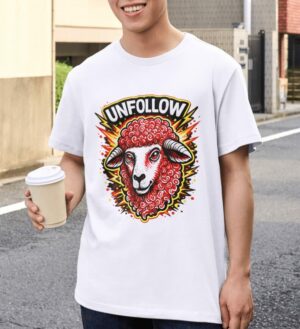 Unfollow Rebel Sheep Graphic Premium Cotton T-Shirt | Soft Unisex Graphic Tee