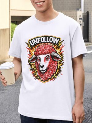 Unfollow Rebel Sheep Graphic Premium Cotton T-Shirt | Soft Unisex Graphic Tee