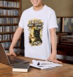 Energy = Milk x Coffee² Cat Science Premium Cotton T-Shirt | Soft Unisex Graphic Tee