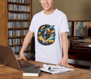 Ethereum Cosmic Flow Unisex T-Shirt (100% Cotton)