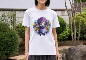 Cute Anime Ninja Dolphin Unisex T-Shirt (100% Cotton)