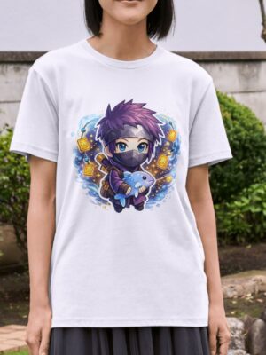 Cute Anime Ninja Dolphin Unisex T-Shirt (100% Cotton)
