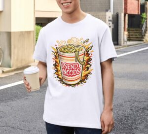 Send Noods Ramen Explosion Premium Cotton T-Shirt | Soft Unisex Graphic Tee