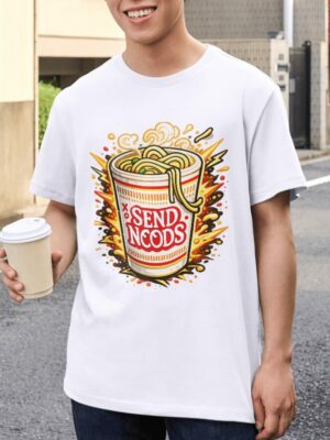 Send Noods Ramen Explosion Premium Cotton T-Shirt | Soft Unisex Graphic Tee
